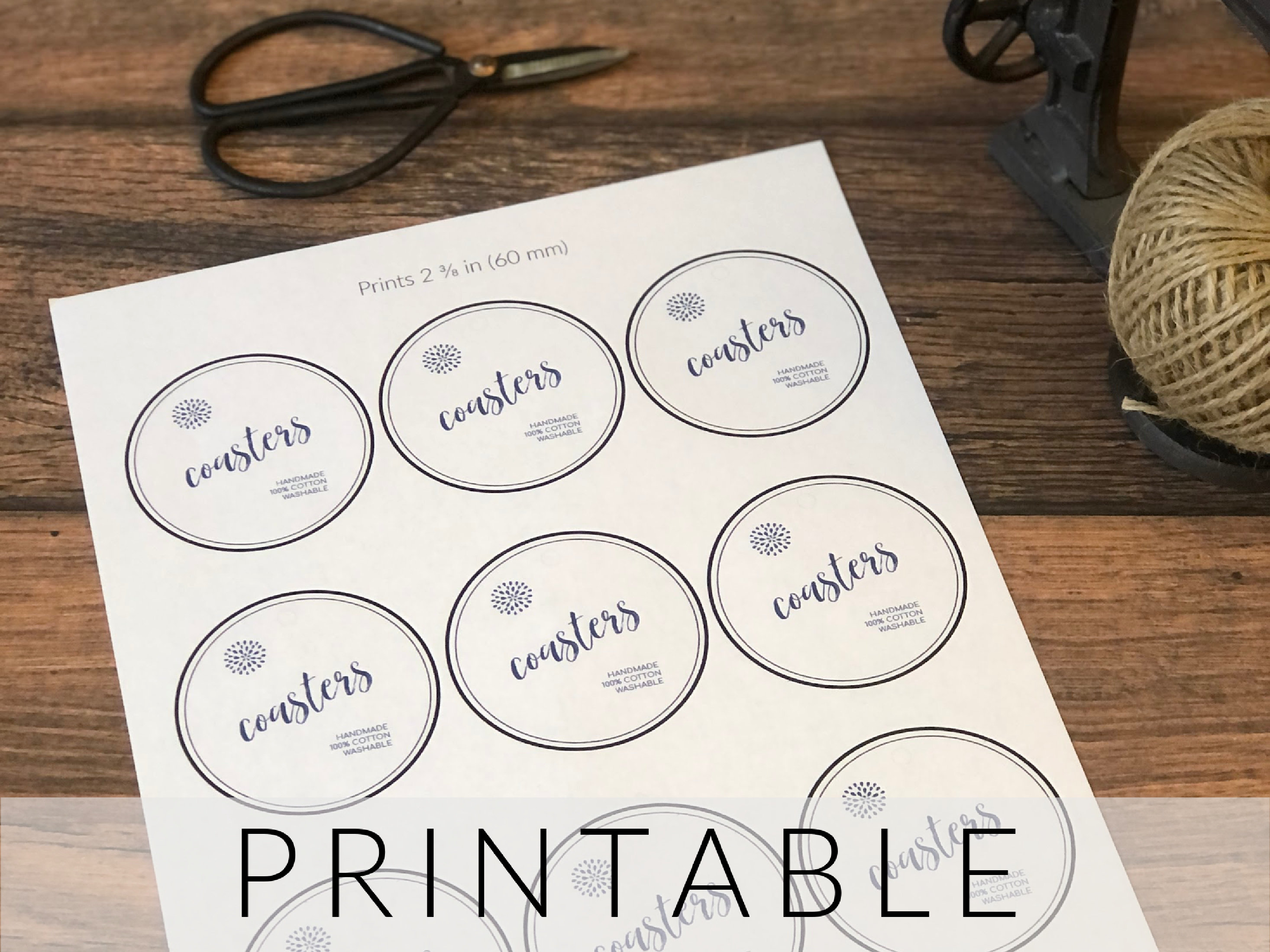Printable Coaster Tag: Handmade Cotton Coasters (PDF Download) - Etsy