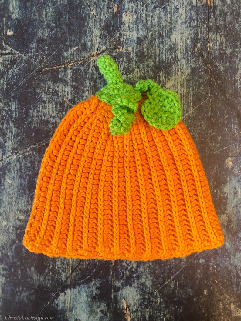 Crochet Pumpkin Hat Pattern Toddler Hat Baby Hat October Fall Beanie image 6