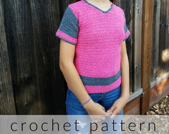 Crochet Pattern V-Neck Sweater Kids Sizes 2-16 | Boys Sweater Pattern | Girls Crochet Sweater PDF Pattern | Teen Crochet Sweater Pattern