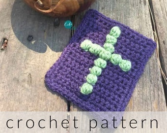 Crochet Pattern Cross Pocket Prayer Cloth | Bobble Cross | Fiddle Cloth | Praying Crochet Square | Prayer Square | Gifts for Cancer Patients