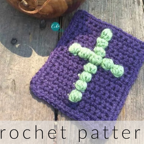 Crochet Pattern Cross Pocket Prayer Cloth | Bobble Cross | Fiddle Cloth | Praying Crochet Square | Prayer Square | Gifts for Cancer Patients