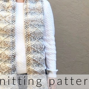 Easy Knit Miramonte Scarf Pattern PDF - Super Bulky Yarn - Textured & Chart - Bottom Up Rectangle