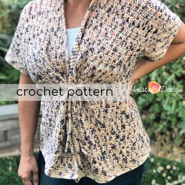 Crochet Pattern | Summer's End Crochet Cardigan Pattern | Short Sleeve Cardigan | Summer Top Crochet | Summer Cardigan | Women's Cardigan