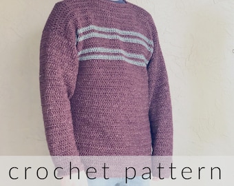 Crochet Pattern Simple Striped Sweater | Men's Sweater | Crochet Pullover | Jumper
