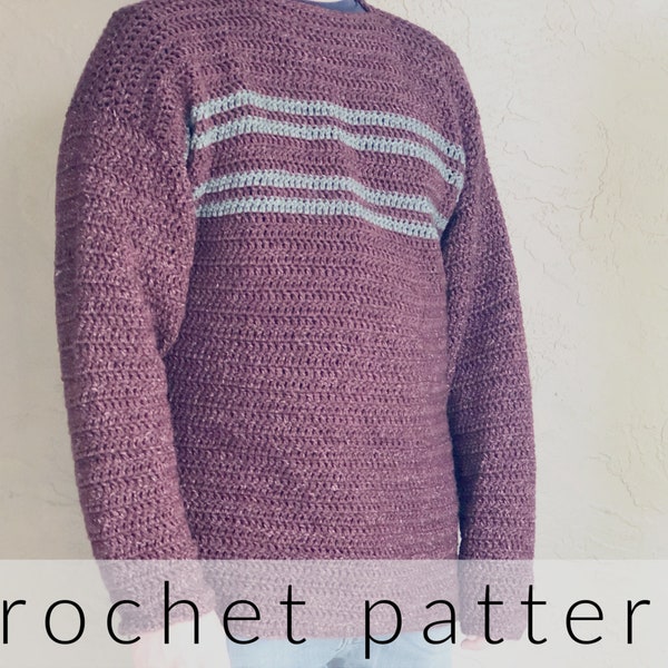 Crochet Pattern Simple Striped Sweater | Men's Sweater | Crochet Pullover | Jumper