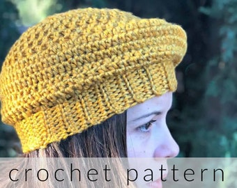 Crochet Pattern | Women's Crochet Beret Pattern | Women's Hat | French Style Beret | Easy Beret Crochet | Ribbed Hat