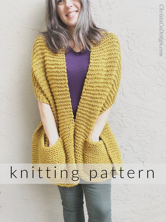 Knitting Pattern Giana Pocket Shawl  Beginner Knitting Shawl