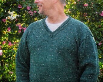 Enzo Sweater Pattern Easy V Neck Ribbed Adult Top Down PDF