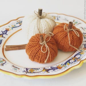Knit Pumpkin Pattern, Ribbed Fall Decor, 3 Sizes, Flat or Round PDF