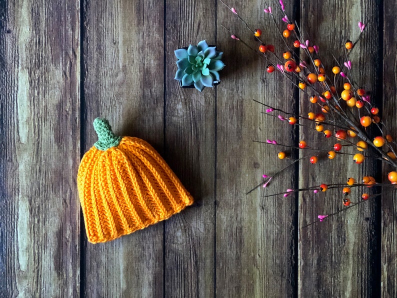 Crochet Pumpkin Hat Pattern Toddler Hat Baby Hat October Fall Beanie image 3