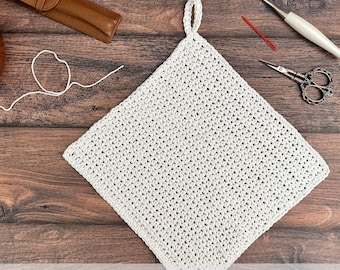Easy Crochet Dishcloth Pattern PDF - Aran / Worsted Yarn - Beginner