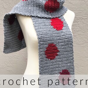 Crochet Pattern Rossi Scarf Valentine's Day Scarf Crochet Single Crochet Scarf Easy Scarf PDF Pattern Men's Scarf Women's Fashion image 1