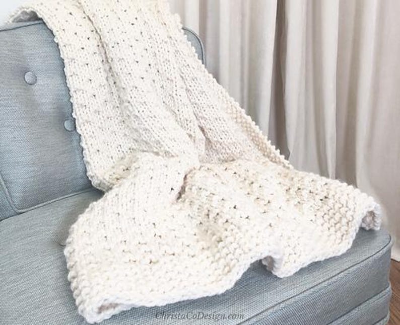 Super Bulky Knit Blanket Pattern, Textured Throw, Baby to CAL King, Easy PDF image 10