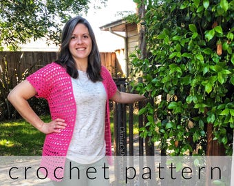 Elba Cardigan Crochet Pattern PDF - Easy Mesh Lace Adult Top
