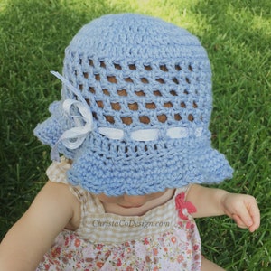 Crochet Pattern Summer Sun Hat Crochet Pattern Baby Hat Crochet Gift Baby Shower Girl Hat Brim Hat Cotton Hat summer hat image 5