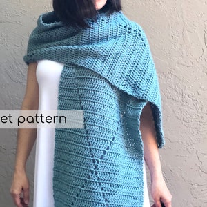 Blue Diamond Wrap Crochet Pattern PDF For Aran Yarn Beginners