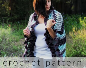 Crochet Ruffle Edge Wrap Pattern: Teen to Adult Sizes (PDF)