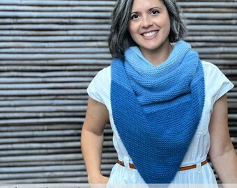 Ombre Triangle Shawl Knitting Pattern - Beginner - DK Yarn - Video Tutorial - PDF Pattern Only
