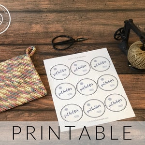 Printable Pot Holder Tag: Round Circle Label (PDF Download)