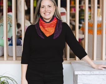 Aurora Scarf Crochet Pattern Easy Sport Yarn Triangle Stripes Colorwork Pattern PDF