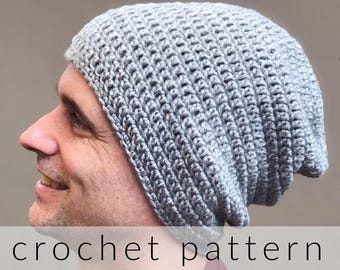 Easy Crochet Slouchy Beanie Pattern PDF For Aran Yarn