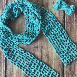 Crochet Pattern Skinny Summer Scarf Pattern Scarf Crochet Pattern Mesh Scarf Easy Crochet Scarf Skinny Scarf Summer Crochet image 2