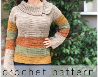 Crochet Sweater Pattern | Heather Sweater Women's Crochet Pullover Pattern | Easy Crochet Sweater Pattern for Beginners | Top Down Crochet