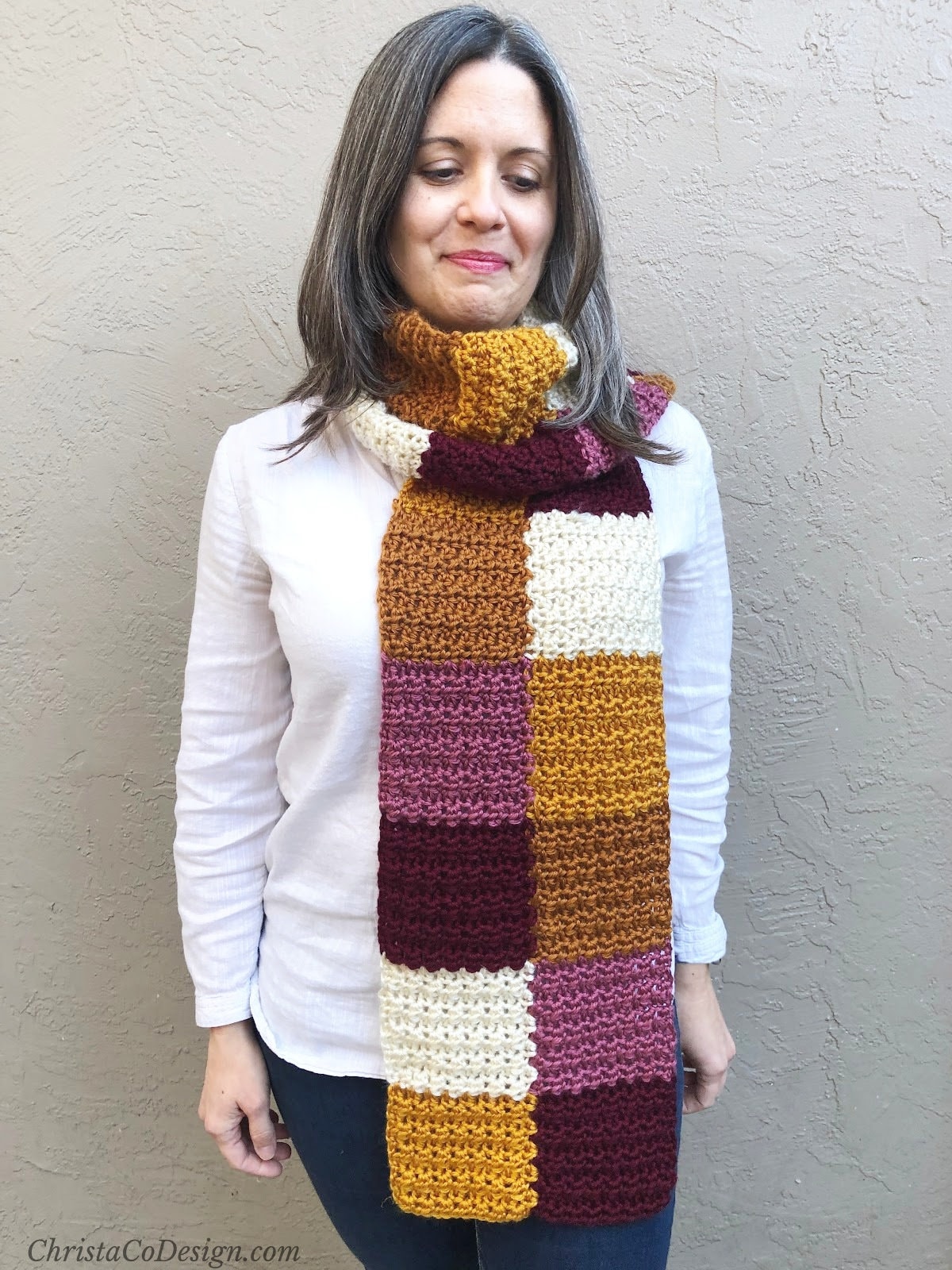 35 Crochet Blocks and Squares for Your Next Project 32 Iseo Scarf Crochet Pattern: Easy Color Block Squares