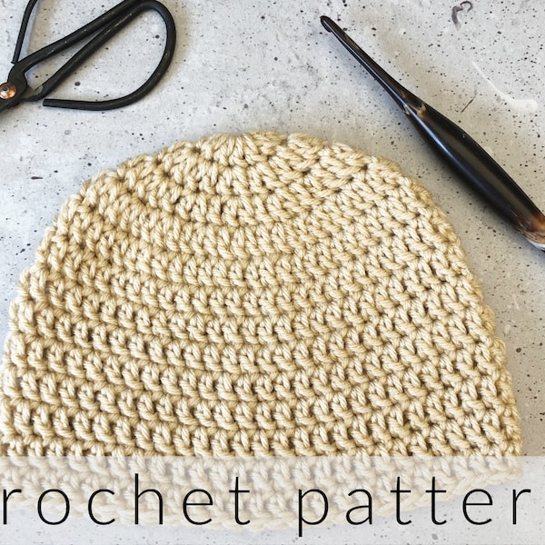 Crochet Pattern Basic Beanie | Simple Crochet Hat Pattern | Hat Crochet Pattern All Sizes | Double Crochet Hat Pattern | Beanie PDF Pattern