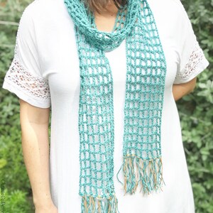 Crochet Pattern Skinny Summer Scarf Pattern Scarf Crochet Pattern Mesh Scarf Easy Crochet Scarf Skinny Scarf Summer Crochet image 5