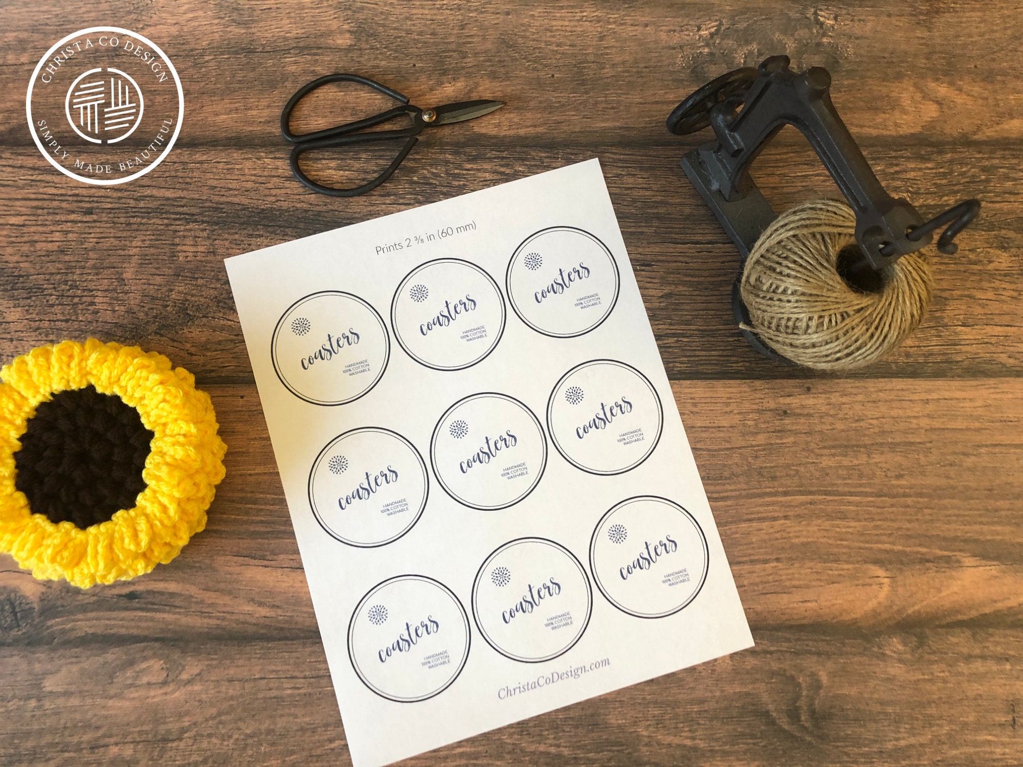 Printable Coaster Tag: Handmade Cotton Coasters (PDF Download) - Etsy