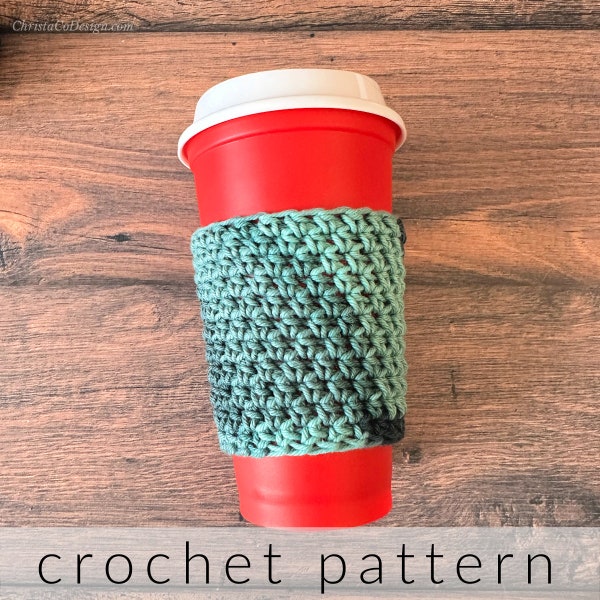 Crochet Coffee Cup Cozy Beginner Friendly, Worsted Yarn Mug Sleeve, Eco-Friendly Cup Holder, Unique Gift Idea