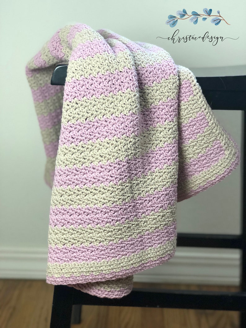 Crochet Pattern Eileen Blanket Crochet Blanket Striped Blanket Gender Neutral Blanket Baby Blanket Girl Blanket Baby Gift image 5