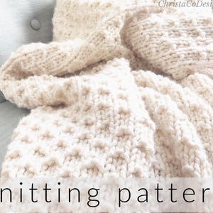 Super Bulky Knit Blanket Pattern, Textured Throw, Baby to CAL King, Easy PDF
