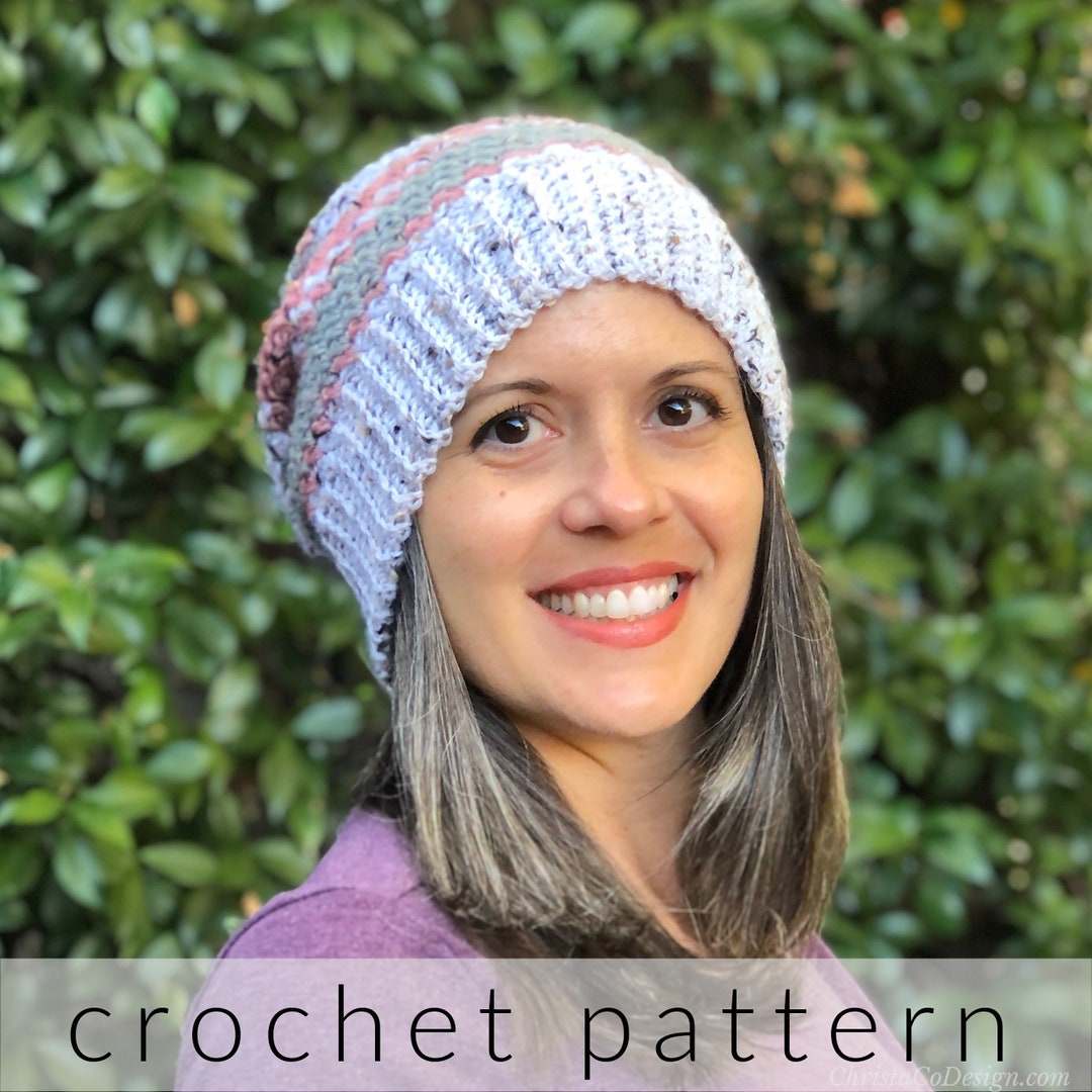 Emma Striped Slouchy Hat Crochet Pattern PDF for Teen to Adult With DK ...