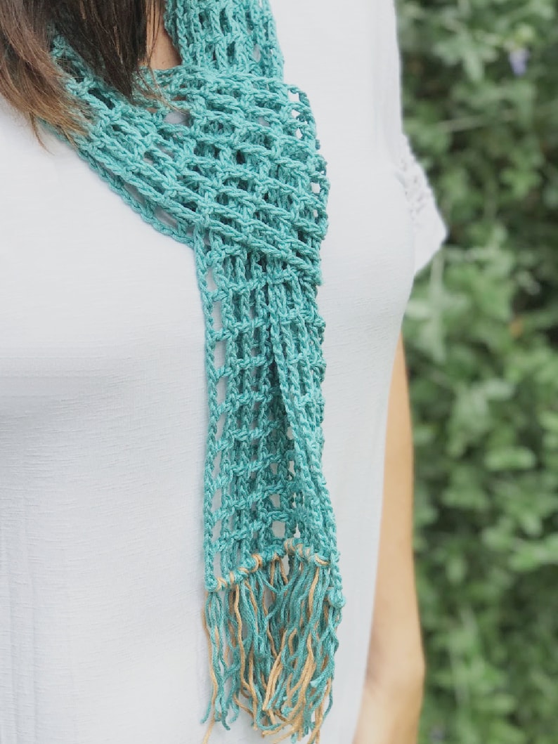 Crochet Pattern Skinny Summer Scarf Pattern Scarf Crochet Pattern Mesh Scarf Easy Crochet Scarf Skinny Scarf Summer Crochet image 6