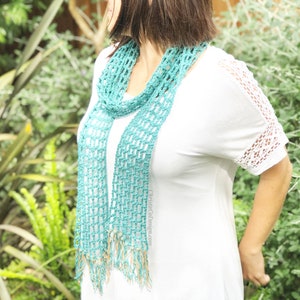 Crochet Pattern Skinny Summer Scarf Pattern Scarf Crochet Pattern Mesh Scarf Easy Crochet Scarf Skinny Scarf Summer Crochet image 4