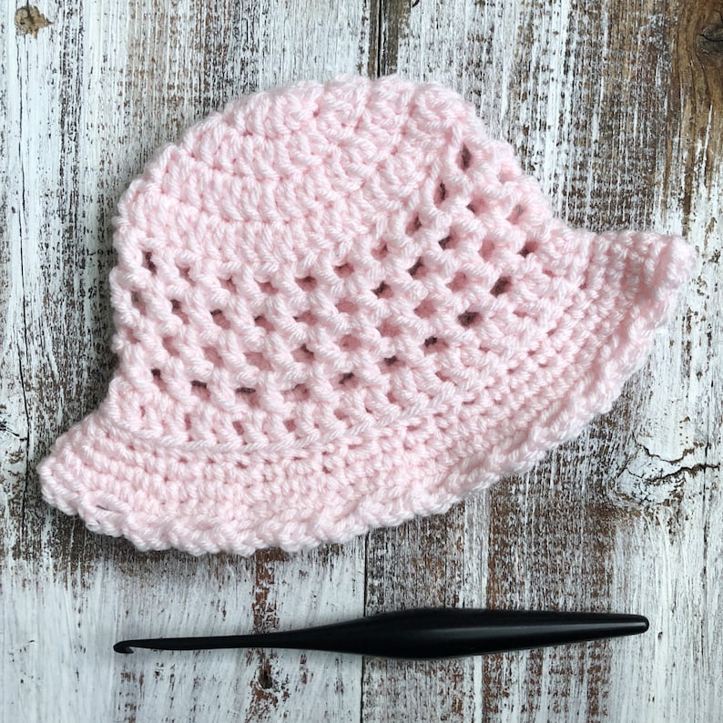Crochet Pattern Summer Sun Hat Crochet Pattern Baby Hat Crochet Gift Baby Shower Girl Hat Brim Hat Cotton Hat summer hat image 6