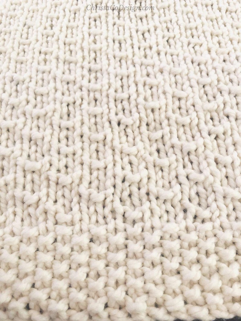 Super Bulky Knit Blanket Pattern, Textured Throw, Baby to CAL King, Easy PDF image 3