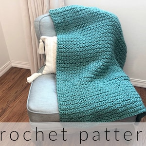 Easy Crochet Carlo Blanket Pattern PDF - Super Bulky Yarn - Unisex Baby Throw
