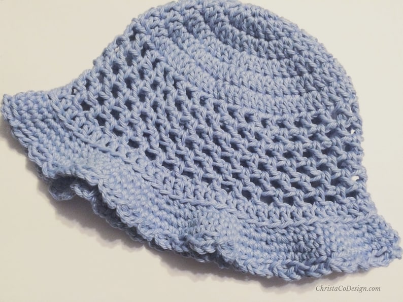 Crochet Pattern Summer Sun Hat Crochet Pattern Baby Hat Crochet Gift Baby Shower Girl Hat Brim Hat Cotton Hat summer hat image 10