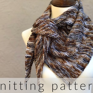 Tostata Knit Scarf Pattern - Beginner - Yarn - Triangle - Pattern PDF