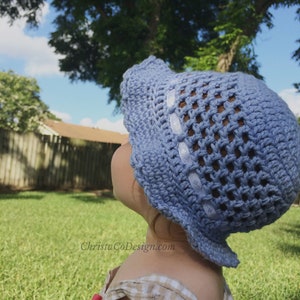 Crochet Pattern Summer Sun Hat Crochet Pattern Baby Hat Crochet Gift Baby Shower Girl Hat Brim Hat Cotton Hat summer hat image 7