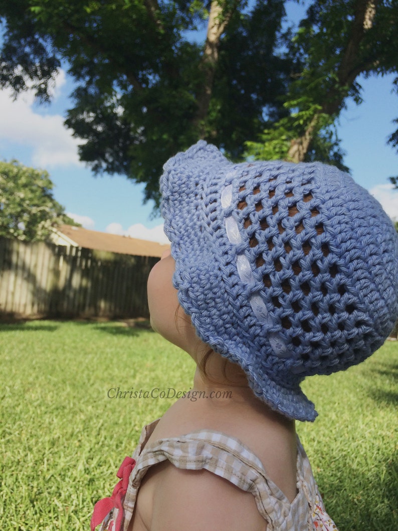 Crochet Pattern Summer Sun Hat Crochet Pattern Baby Hat Crochet Gift Baby Shower Girl Hat Brim Hat Cotton Hat summer hat image 7