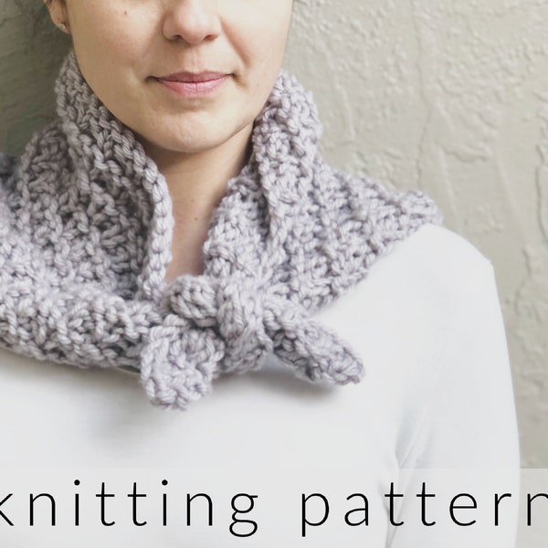 Knitting Pattern Chunky Scarflette | Alba Scarflette Knitting Pattern | Small Chunky Scarf Knitting Pattern | Easy Knit Pattern Scarf