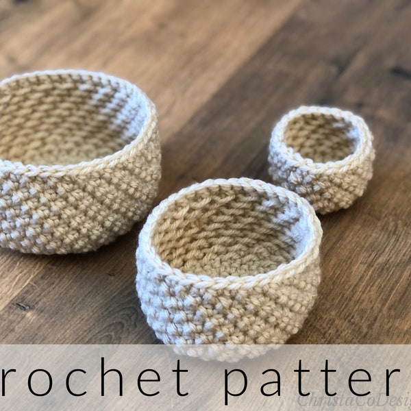 Crochet Pattern Alda Nesting Baskets PDF Download | Small Baskets Crochet Pattern | 3 Sizes Crochet Basket Pattern Digital Download