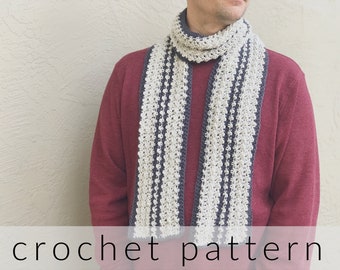 Crochet Pattern Verso Scarf | Crochet Scarf Pattern For Men | Striped Scarf Crochet Pattern | Easy Crochet Scarf Texture | Contrast Scarf