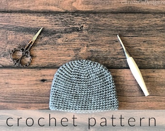 Easy Crochet Beanie Pattern - Aran Wool Toque & Mobile Hat Design, Pattern PDF