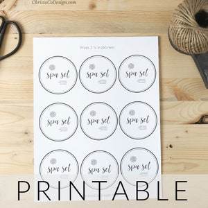Printable Spa Set Gift Tag | Spa Set Label Printable PDF | Spa Set Tag | Spa Set Tag PDF Download | Circle Tag Spa Set Hang Tag | Circle Tag