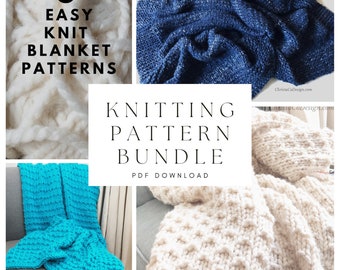 3 in 1 Knitting Pattern Bundle | 3 Easy Knit Blanket Patterns in 1 PDF Download Chunky Blanket Knitted Pattern Digital Download